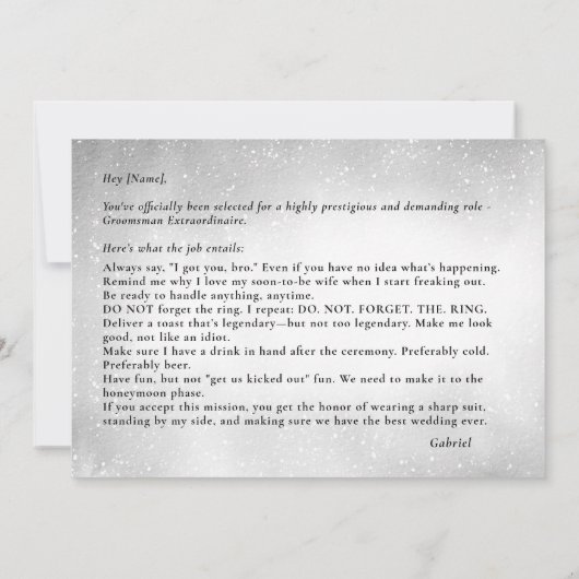 Invitation Soyez mon groomsman demande description arc noir c (Dos)