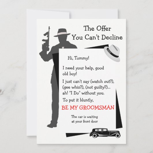 Invitation Soyez mon Groomsman Offre Vous ne pouvez pas refus (Devant)