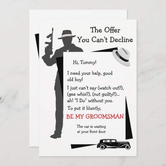 Invitation Soyez mon Groomsman Offre Vous ne pouvez pas refus (Devant / Derrière)