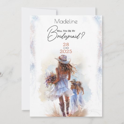 Invitation Soyez mon ménagère d'aquarelle Russe Mariage Cowbo (Devant)