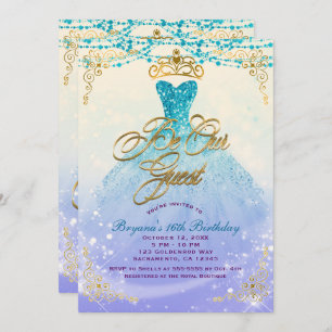Invitation Soyez notre hôte Princess Aqua Purple Sweet 16 Par