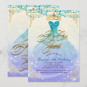 Invitation Soyez Notre Invité Princesse Aqua Purple Sweet 16
