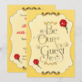 Invitation SOYEZ NOTRE INVITÉ Red Roses Élégante Fête Événeme (Devant / Derrière)