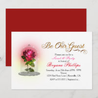 Soyez notre invité Rose rouge dans un verre Élégan