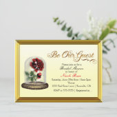 Invitation Soyez notre invité Rose rouge en verre Élégant (Debout devant)