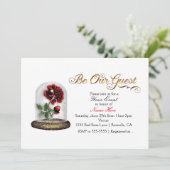 Invitation Soyez notre invité Rose rouge en verre Elegant Bla (Debout devant)