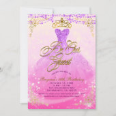 Invitation Soyez notre invitée Princesse Violet & Or Sweet 16 (Devant)