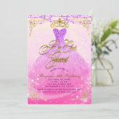 Invitation Soyez notre invitée Princesse Violet & Or Sweet 16 (Debout devant)