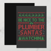 Invitation Soyez Sympa Avec Le Plombier Santa Observe Drôle  (Devant / Derrière)
