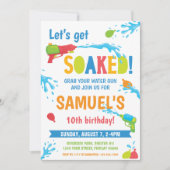 Invitation Soyez trempé Guerre de l'eau fête d'anniversaire,  (Devant)