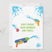 Invitation Soyez trempé Guerre de l'eau fête d'anniversaire,  (Dos)