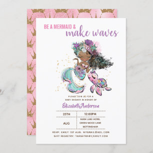 Invitation Soyez une sirène et faites Baby shower aux filles 