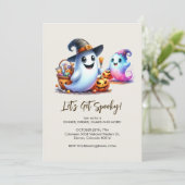 Invitation Soyons Éffrayants, 2 mignons Halloween fantômes (Debout devant)