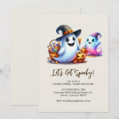 Invitation Soyons Éffrayants, 2 mignons Halloween fantômes (Devant / Derrière)