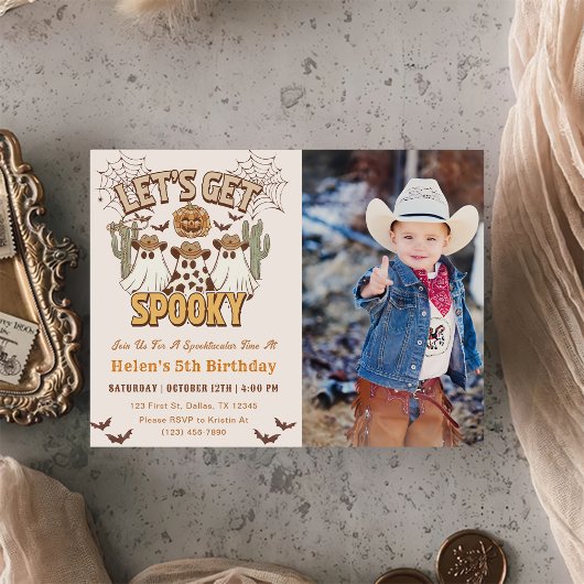 Invitation Soyons Éffrayants 5e anniversaire Western Party ph