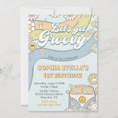 Invitation Soyons Super Retro Rainbow 1er anniversaire fête (Devant)