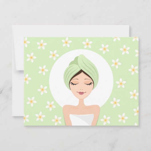 Invitation Spa à la fête d'anniversaire avec plumé (Devant)