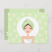 Invitation Spa à la fête d'anniversaire avec plumé (Devant / Derrière)