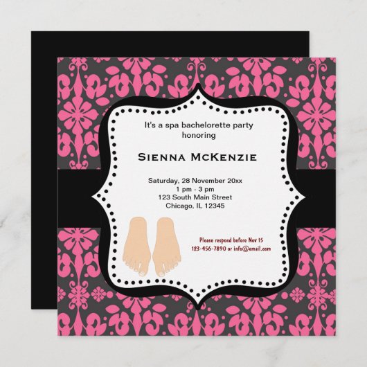 Invitation Spa Bachelorette (Devant / Derrière)