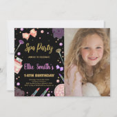 Invitation Spa Black Parties scintillant Photo Spa Anniversai (Devant)