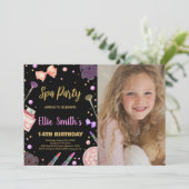 Invitation Spa Black Parties scintillant Photo Spa Anniversai (Debout devant)