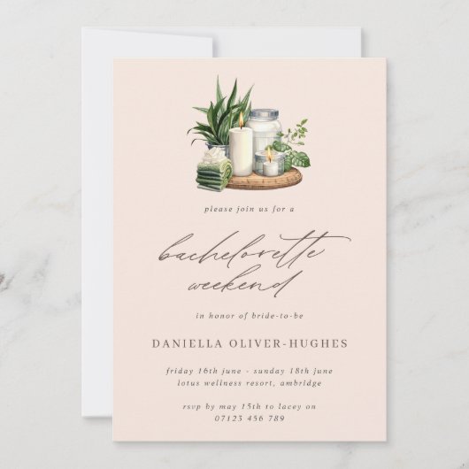 Invitation Spa d'aquarelle Bachelorette Week-end QR Code (Devant)