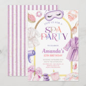 Invitation Spa day Girls Birthday (Devant / Derrière)