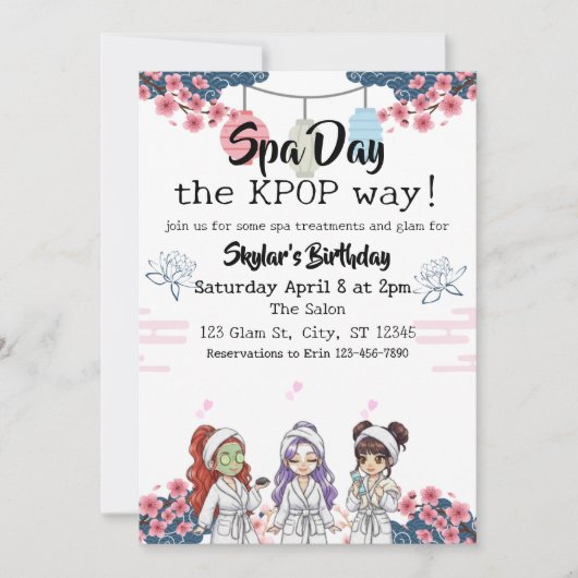 Invitation Spa Day the KPOP Way birthday (Devant)