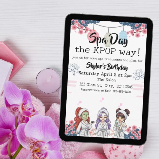 Invitation Spa Day the KPOP Way birthday