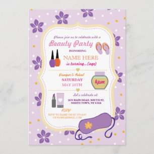 Invitation Spa de beauté Anniversaire fête Relax Pamper Face 