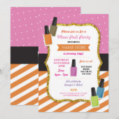 Invitation Spa de beauté Anniversaire Pamper Mani Pedi Invita (Devant / Derrière)