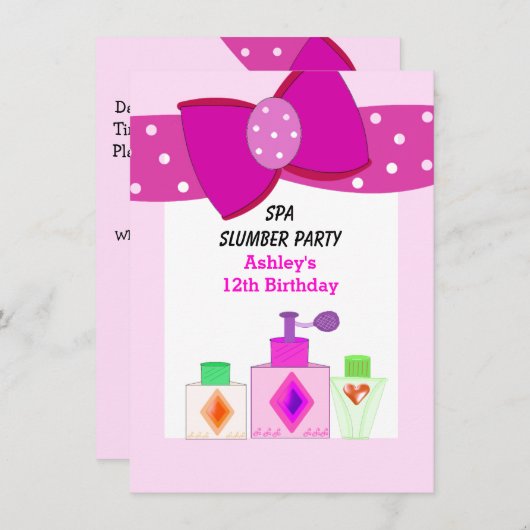 Invitation Spa de Bow rose (Devant / Derrière)