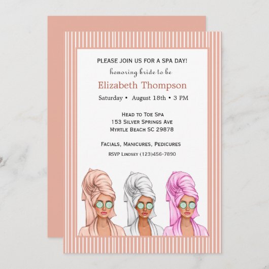 Invitation spa de douche nuptiale (Devant / Derrière)