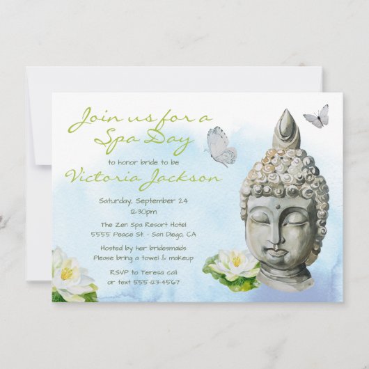 Invitation Spa de douche nuptiale Zen (Devant)