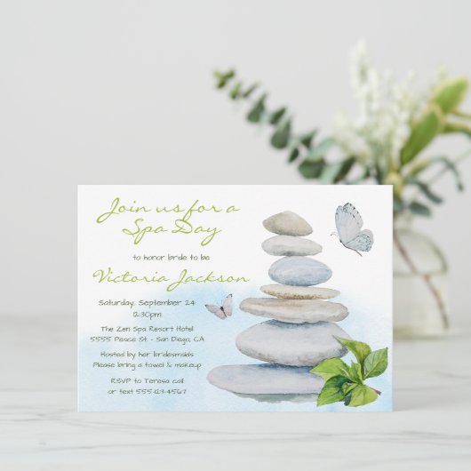 Invitation Spa de douche nuptiale Zen (Debout devant)