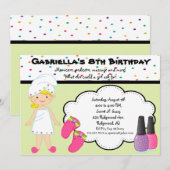 Invitation Spa de filles Polka Dot multicolores (Devant / Derrière)