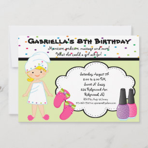 Invitation Spa de filles Polka Dot multicolores