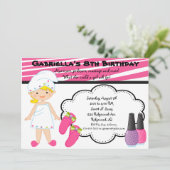 Invitation Spa de filles Zebra rose et blanc (Debout devant)