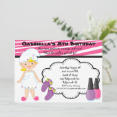 Invitation Spa de filles Zebra rose et blanc (Debout devant)