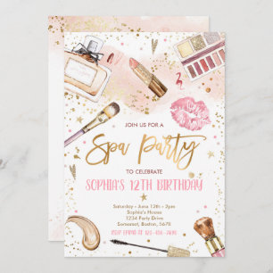 Invitation Spa de maquillage fête d'anniversaire Blush rose G
