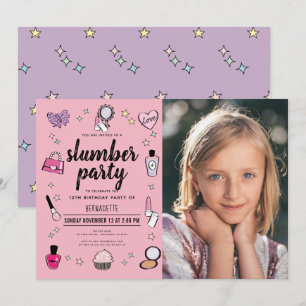 Invitation Spa de maquillage Stwood Party Rose Girl Photo Ann