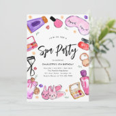 Invitation Spa de pyjama de bois de maquillage Chic Glam Girl (Debout devant)