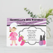 Invitation Spa des filles Zebra violet et blanc (Debout devant)