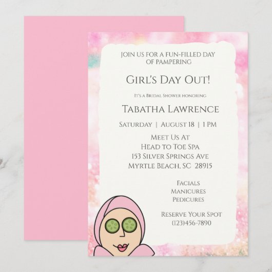 Invitation Spa Filles pour une journée entre fille (Devant / Derrière)