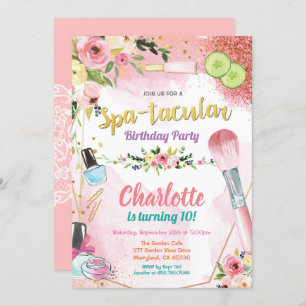 Invitation Spa. Fleur d'anniversaire de fille
