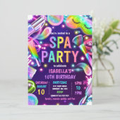 Invitation Spa Glow Neon Glitz Et Glam Maquillage Anniversair (Debout devant)
