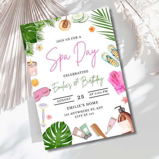 Invitation Spa Jour Anniversaire Invitation, Fête de Pamper F