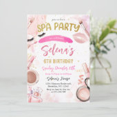 Invitation Spa Maquillage fête d'anniversaire Pink Glitz & Gl (Debout devant)