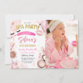 Invitation Spa Maquillage fête d'anniversaire Pink Glitz & Gl (Devant)