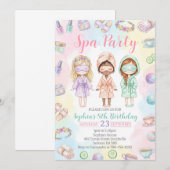 Invitation Spa party girls Glam Birthday party (Devant / Derrière)